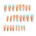 YOSOMK Long Press-on Nails - Orange Green Swirl Acrylic Artificial Nails for Women with Glue - Buy Online on GoSupps.com