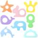 Beboan bite ring baby cooling 8 pieces of soft silicone tooth aid baby BPA-free bite ring for babies natural cooling ring help toy for baby young girls 3 months+ multicolored