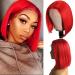 Red Bob Wig - 10 Inch Brazilian Human Hair Lace Front, Silky Straight, Pre-Plucked, 150% Density - Buy Online on GoSupps.com