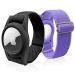 AirTag Bracelet for Kids AirTag Holder with Elastic Wristband Anti-Lost Watch Band for Apple Air Tag Adjustable Strap for Toddler 2 Pack PURPLE+BLACK