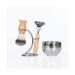 NSNT Exquisit men's rasier brush male 4-piece professional beard shell-shaved brush holder mustache-shaving-shave-cleaning tool set simply 8.5x11cm silver