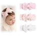 Sjbautyo baby girl nylon frontal ligaments 3 pieces of Bowknot Elastic hair bands baby grinding hair band soft sweetness headgear for children toddlers (white apricot pink)
