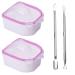 Nail Soaking Bowl, Soak off Gel Polish Dip Remover for Nails Manicure Bowl Soaker Tray with Triangle Cuticle Peeler and Stainless Steel Cuticle Pusher Manicure Spa Tool (Pink)