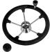 Pebbly Beach 13.5 Black Foam Grip Stainless Steel Marine Steering Wheel | 5 Spokes & Knob - Buy Online on GoSupps.com