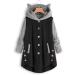 Hanxiulin Oversized Plush Jacket for Women | Warm Fleece Lined Winter Coat | Long Hooded Bomber Jacket in Black - Buy Online on GoSupps.com