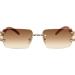 Retro Wood Buffs Vintage Gangster Style Rimless Clear Lens Eye Glasses | Metal & Wood | Brown - Buy Online on GoSupps.com
