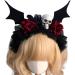 Shinycome Halloween Theme Headband Day of Skull Flower Veil Hairband Cosplay Costume Headpiece Women Festival Hair Decor Dark Bat Wing Rose S - Buy Online on GoSupps.com