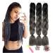 Showjarlly Kanecalon Kunsthaar Hair KanCalon Hair Braids Extension Ombre Jumbo Braid Hair extension 24 " Kanecalon braids Box Hair Kunsthaar Hair For Inthalt Black/Dark Gray# 61cm-24 inch (3 pack) black/dark gray