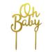 Baby Cake Topper 6Inch Cake Picks Baby Shower Birthday Gender Reveal Theme Party Glitter Acrylic Cake Decorations Supplies for Kids Baby Girl Boy Gold