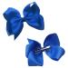 2 Pcs Ribbon Hair Bow Clips Barrettes Ribbon Hair Pins Ponytail Holder Bow Hairpin Hair Barrettes Clips Hair Styling Accessories for Girls Women Christmas Wedding Birthday Valentine's Day - 6 Inch blue