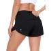 HeyNuts Focus Running Shorts for Women, Mid Waisted Athletic Shorts with Liner Workout Shorts with Zipper Pocket 4'' Small Black