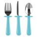 Grabease Stainless Steel Fork Knife & Spoon Set 18m+ Teal 1 Set