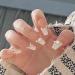 RikView French Tip Press on Nails Medium Fake Nails Clear Nails for Women White Coffin Acrylic Nails