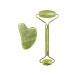 Gua Sha Facial Tools with Jade Roller Gua Sha Board Natural Quartz Massage Stone Set Acupressure Scraper Therapy for Face Body Muscle Relaxing and Relieve Fine Lines and Wrinkles Green