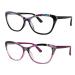 Hyyiyun 2 Pairs Cat-eye Bifocal Reading Glasses Women With Spring Hinge, Designer Floral Printed Frame Readers 1 Purple Flower Pattern & 1 Black Flower Pattern 2.5 x