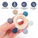 Cuebo Silicone and Wood Baby Teething Toy | BPA Free Roulette Shape Teether Ring for 3+ Months Babies | Gray | Food Grade Silicone | Pain Relief - Buy Online on GoSupps.com