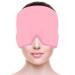ABRVUAHM Migraine Relief Cap Reusable Cold Hot Therapy Migraine and Headache Relief Cap Cold Pack with Head Wrap for Stress Relief Tension Headache Sinus Stress Puffy Eyes (Pink)