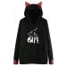 Cute Cat Ear Novelty Printed Hoodies for Women Girl Pullover Fashion Long Sleeve Sweatshirt Lightweight Hooded Coat