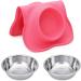 Qianhui Dulovmi Pet Dog Bowls - 2 Stainless Steel Bowls with Non-Skid Mat & Food Scoop | Pink/Blue/Gray/Green - 14.3x8.2x3.9 - Buy Online on GoSupps.com