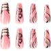 Justotry 24 Pcs Long Snake White French Press on Nails - Medium Pink Ballerina Stick on Nails for Women - Acrylic Coffin False Nails with Glue for Nail Art - Buy Online on GoSupps.com