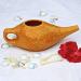 Ancient Impex Ceramic Neti Pot (270 ml) + 5 Neti Salt Sachets | Natural Sinus Relief - Orange Crackle Pattern - Buy Online on GoSupps.com