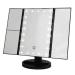 Beifenl Trifold Portable LED Foldable Mirror USB Desktop Beauty Mirror Smart Contact - Black