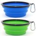 Slson 2 pieces of dog bitches foldable travel bowl spout -safe dog bowl with mountaineering carabiners for cats dogs and pets for water and feed (1000ml blue and green) 1000ml blue and green