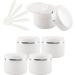 empty jars with lids cosmetic jar B0CL9KHDNF5 PC 150ml White Empty Plastic Cosmetic Jars with Screw Lid with Silver Ribbon 150g Small Storage Pot Containers for Homemade Salve  5X Spatula (Color : B