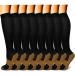 Copper Compression Socks (8 Pairs) 15-20 mmHg is BEST Graduated Athletic & Daily for Men & Women Running Travel 01 Black/Black/Black Large-X-Large