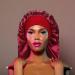 2 Pcs Long Silky Satin Sleep Bonnet Set for Curly Hair, Dreadlocks & Braids - Black+Wine Red - Buy Online on GoSupps.com