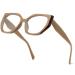 Fashion Blue Light Blocking Glasses for Women Square Fake Glasses for Computer TV Gaming Khaki Frame