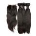 Blisshair hair extension 3 bundle weaven with lace closure brazil virgin hair straight real hair (8 8+8 inch) 20.32/20.32+20.32 cm (1 Pack) Straight bundles with closure