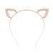 Lurrose Cat Ears Headband with Crystals Leaf Shaped Gold Hard Headband Stylish Party Hair Accessory
