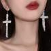 Wekicici Rhinestone Cross Tassel Drop Earrings - Crystal Hoop Fashion Accessories for Women in Silver - Buy Online on GoSupps.com