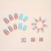 24 PCS Square Pink, White, and Blue Press on Nails with Rhinestone Accents - Medium False Nails for Women - Artificial Acrylic Full Cover Nail Tips - Glossy Finish Stick on Nails - Buy Online on GoSupps.com