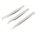 Premium Stainless Steel Eyelash Tweezers Set - 3 Pack for Salon & Home Use | Blackhead Extractor Tools - Buy Online on GoSupps.com