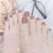 Handcess square matt artificial toenails short skin color pink artificial toenails full cover artificial nail tips for sticking on toenails 24 pieces for women and girls