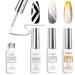 evpct 3Pcs 8ml Metallic Gold Gel Liner Nail Art Polish Silver White Nail Art Gel Paint Liner Polish Design Build in Thin Brush Painted Gel Nail Polish Set Soak off Curing for Nail Manicure Painting 02 0.27 Fl Oz (Pack of...