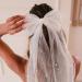 60CM Bridal Bow Veil Hair Clip Wedding Large Bowknot Lace Hair Barrettes with Pearl French Vintage White Veil Hair Accessories for Women Girl - Buy Online on GoSupps.com