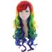 Lurrose 1Pc Long Curly Rainbow Wig Long Wavy Curly Wig Cosplay Party Halloween Wig for Women