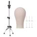 Wig stand Tripod & Cork Canvas Block Head,Anself Adjustable Hairdresser Table Training Head Stand,Mannequin Head Wig Display Styling Head Manikin Canvas Head with 6 Tpins for Home or Salon Use (22") type 22''