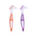 Press toothbrush 2 pieces of denture brush prosthesis cleaning Press brush for the third teeth prosthesis cleaning (Orange+Lila)