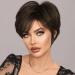 Phoca's short brown pixie cut wigs for women with pony stylish layered cut natural straight synthetic short hair wigs (chocolate brown) j-chocolate brown