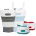 UNNESTAR Collapsible Camping Cup with Straw - 450ml Portable Gray Silicone Folding Coffee Cup for Outdoor Travel - Buy Online on GoSupps.com
