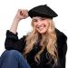 Parquet Solid Color French Beret Hat. Classic French, Casual and Chic Lightweight Cap for Women One Size Black