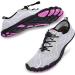 hiitave Womens Water Shoes Quick Dry Barefoot for Swim Diving Surf Aqua Sports Pool Beach Walking Yoga 7.5 A/Light Gray/Purple