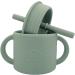 6oz Silicone Baby Cup with Straw and Lid - Green | BPA-free Sippy Cup for Toddlers - Buy Online on GoSupps.com