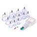 Cupping set for at home 12 cupping glasses air pump and extension tube for therapeutic cupping cupboard made of polycarbonate in massage quality removable valves for