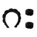 Spa Headband Wrist Washband Wash Set Puffy Headband Bubble Headband for Women Girls Makeup Headband and Wristband for Skincare makeup headband for Washing Face Shower Black