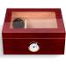 Desktop Cigar Humidor Case Glasstop Cigar Storage Box Cherry Finish with Hygrometer and Humidifier Holds 50 Cigars - Buy Online on GoSupps.com